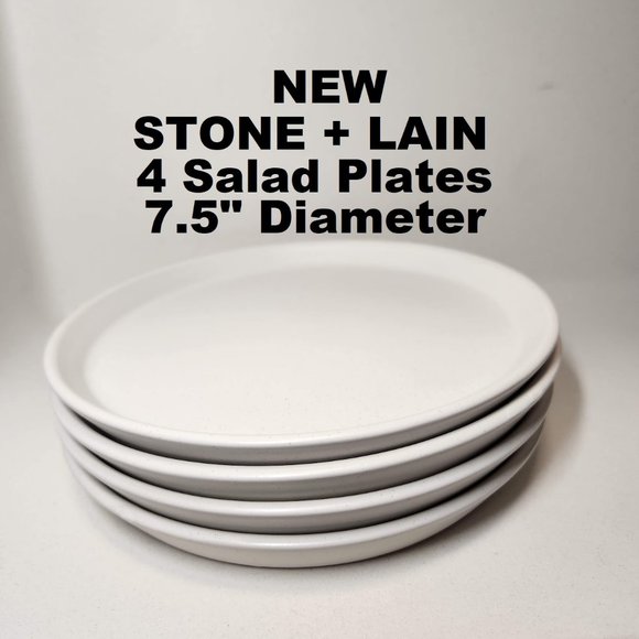 Stone + Lain Other - NEW  4 Set Stone Lain Stoneware Round salad plates replacement Dinnerware White